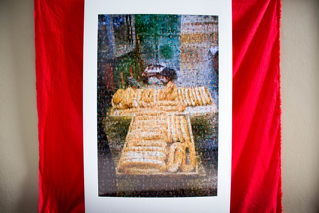 Loaves of bread for sale at an outdoor market form the shape of a cross.